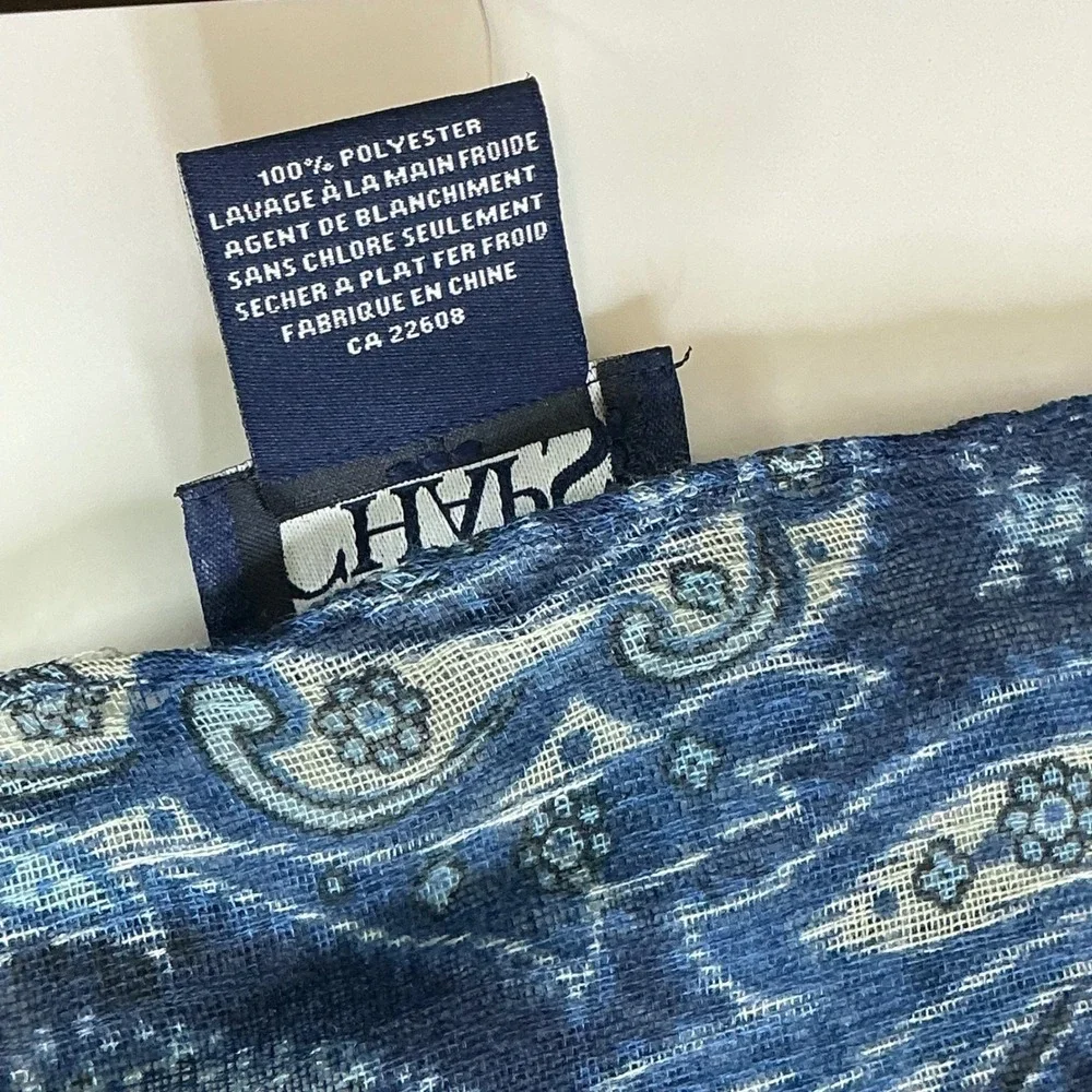 Chaps Blue Paisley Scarf Women OS NWT Lightweight Eyelash Fringe CF0026